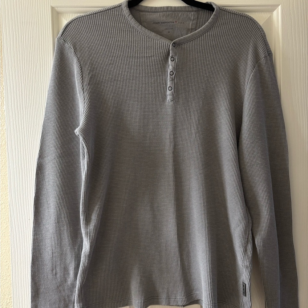 John Varvatos Light Gray Long Sleeve Henley